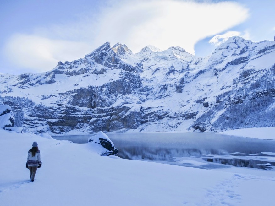 Lake Oeschinensee in winter Traveling to Switzerland Blog, Switzerland Blog, Lake Oeschinensee in winter