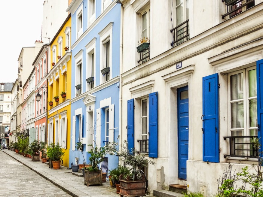 Paris Travel Photography, Rue Cremieux, Paris Colorful Streets, Colorful houses in Paris 
