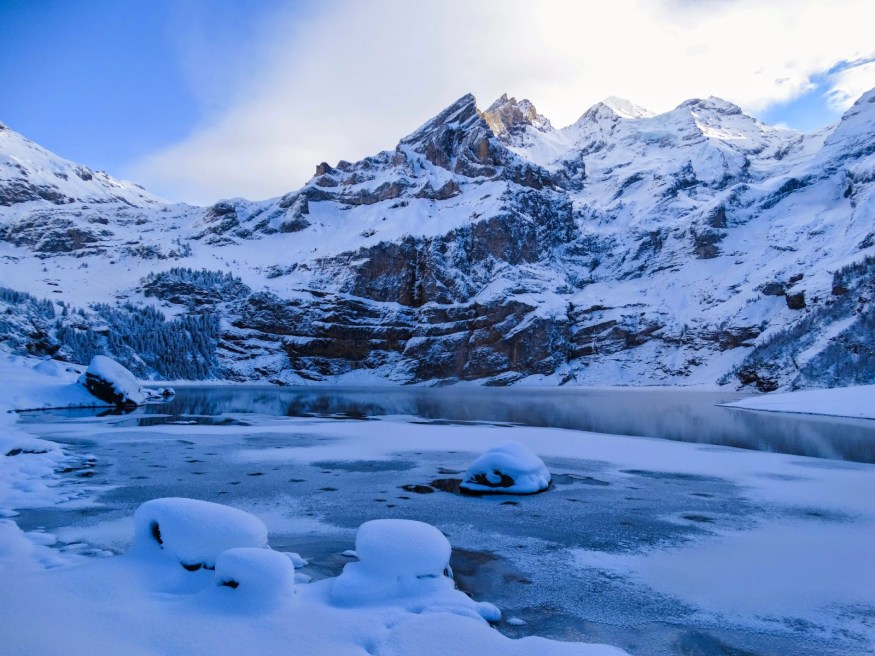 Lake Oeschinensee in winter Traveling to Switzerland Blog, Switzerland Blog, Lake Oeschinensee in winter