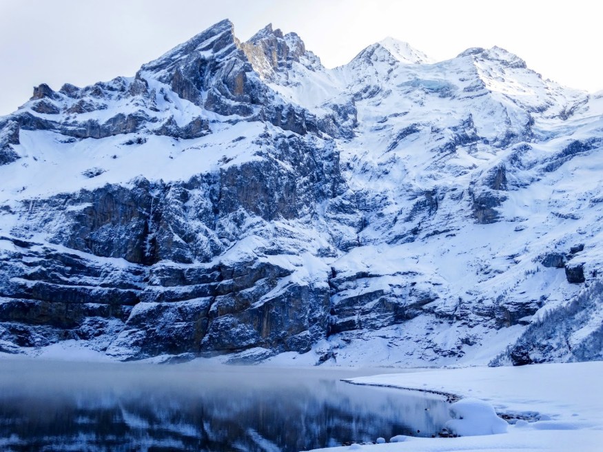 Lake Oeschinensee in winter Traveling to Switzerland Blog, Switzerland Blog, Lake Oeschinensee in winter